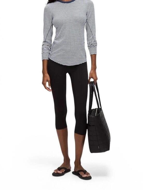 lululemon athletica Tops - Lululemon Hold Tight Long Sleeve Women’s Size 10 Minute Stripe White Club Blue